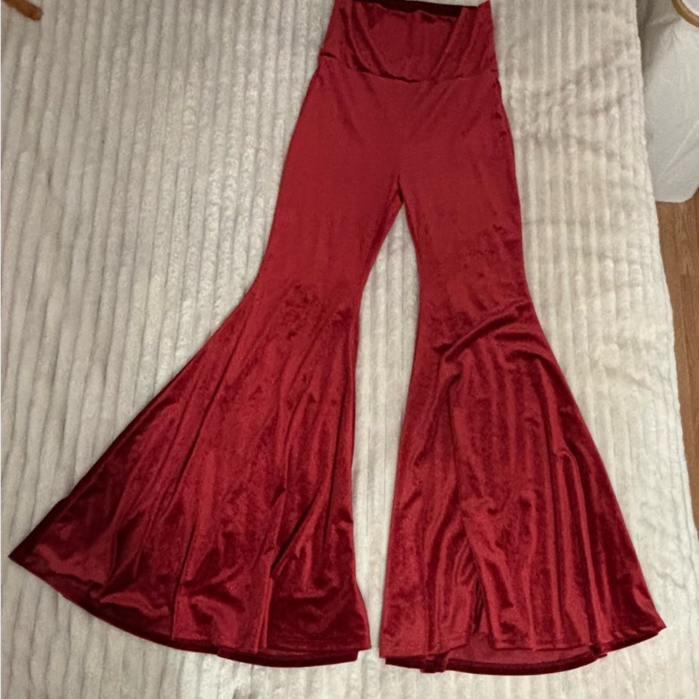 Elegant Red Flared Women's Pants